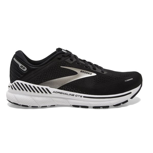 Brooks Adrenaline GTS 22 Road Running Shoes - Mens, Black/Silver/White | IE-IBX739218